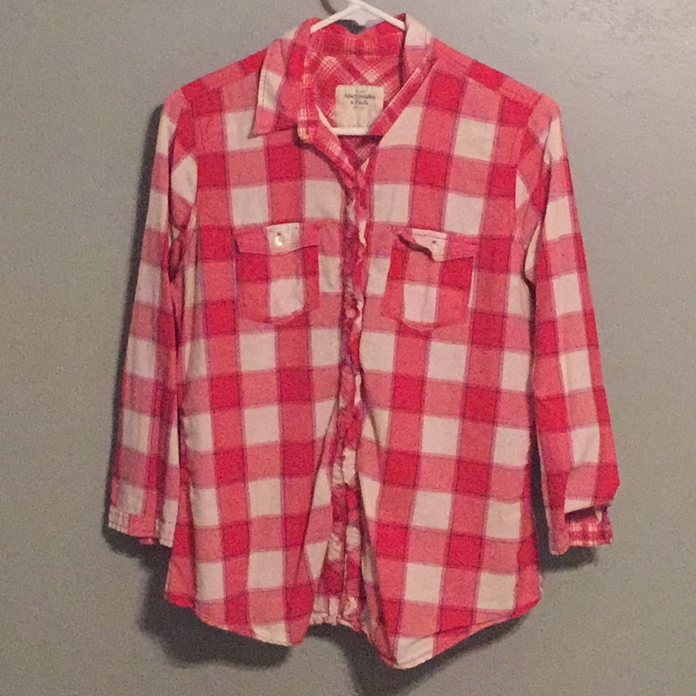 Abercrombie Red Plaid button down Sz L